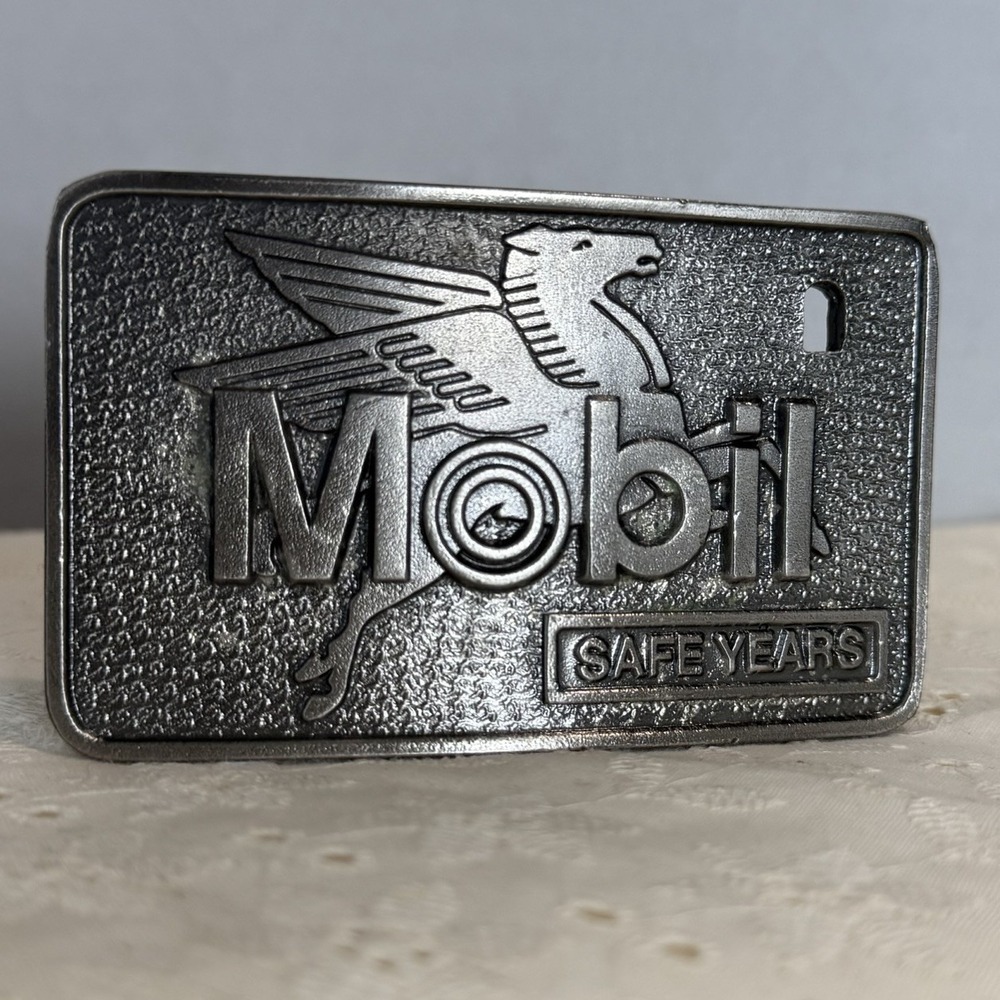 Vintage Mobil Safe Years Pegasus Belt Buckle Limited Edition Mobil Oil